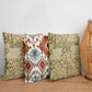 Cushion Covers Set Of 3 Polycanvas Printed Abstract Ikat Pattern Multicolor- 16" X 16"