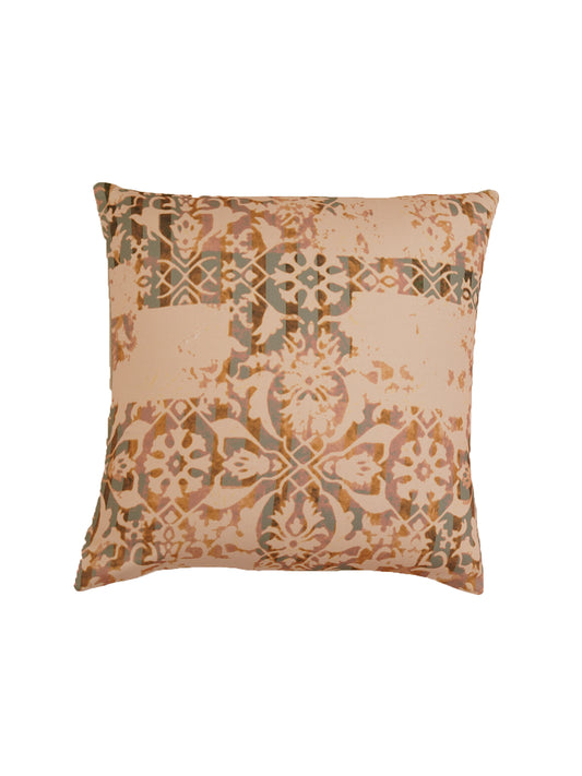 Cushion Covers Set Of 3 Polycanvas Printed Abstract Ikat Pattern Multicolor- 16" X 16"