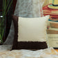 Co-ordinated Embroidered Cushion Cover (Set of 3)  with Frayed Edges and Cord Piping Beige/Brown - 16" X 16"