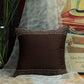 Co-ordinated Embroidered Cushion Cover (Set of 3)  with Frayed Edges and Cord Piping Beige/Brown - 16" X 16"