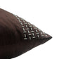 Co-ordinated Embroidered Cushion Cover (Set of 3)  with Frayed Edges and Cord Piping Beige/Brown - 16" X 16"