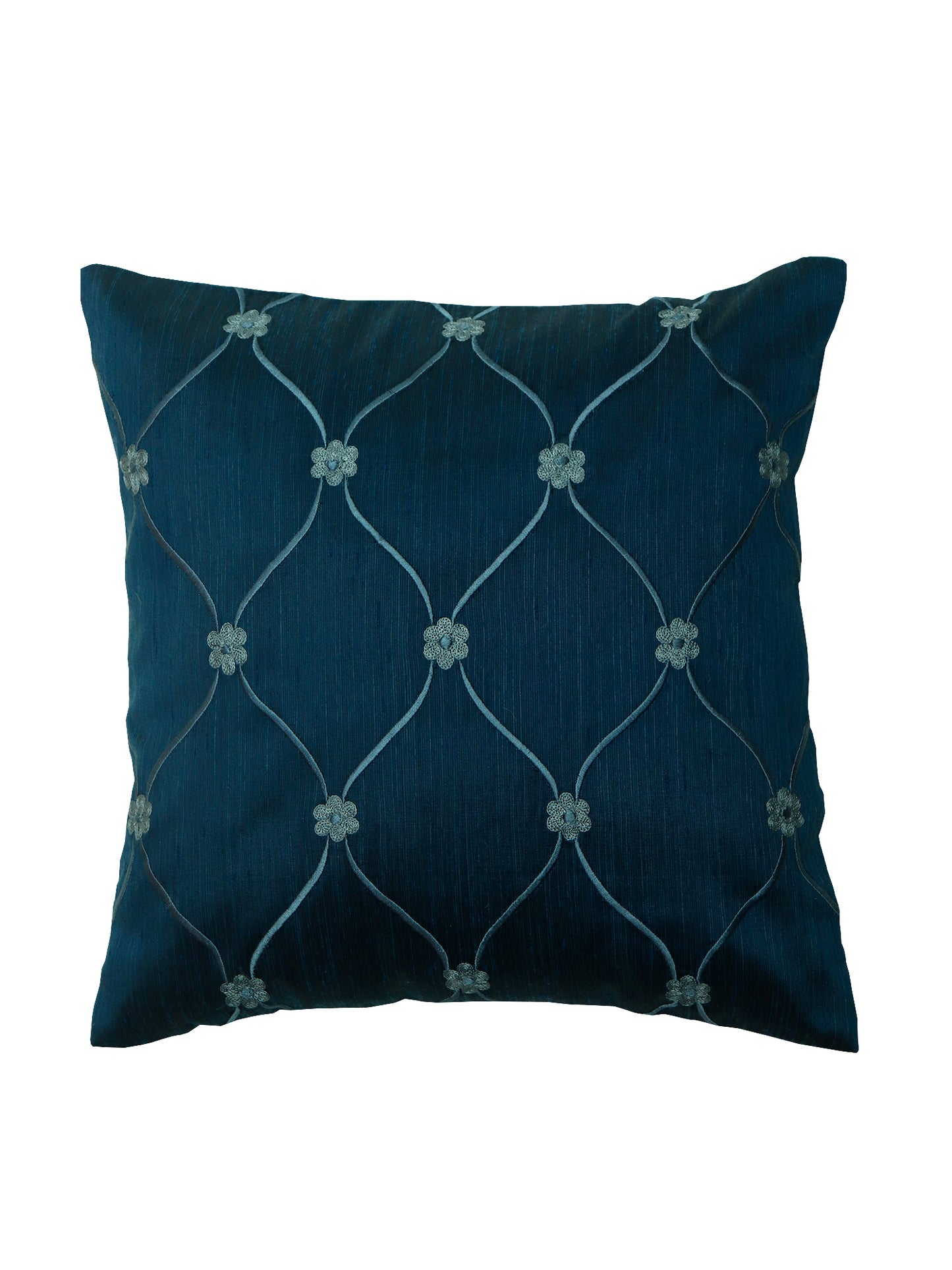 Embroidered Cushion Cover Polyester Blue - 12" X 12"