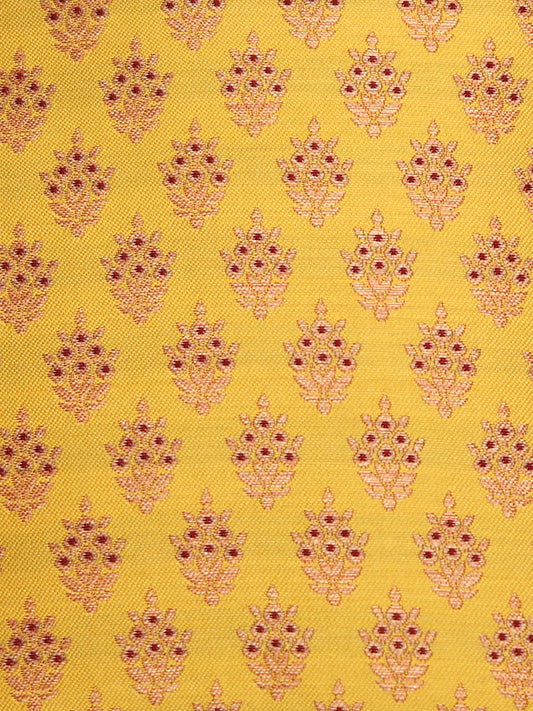 Cushion Cover Cotton Blend Self Textured Brocade Yellow - 16" X 16"