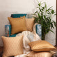 Co-ordinated Cushion Cover Set of 5 Cotton Blend Self Textured Brocade Orange/Musterd - 16" X 16"
