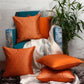 Co-ordinated Cushion Cover Set of 5 Cotton Blend Self Textured Brocade Orange - 16" X 16"