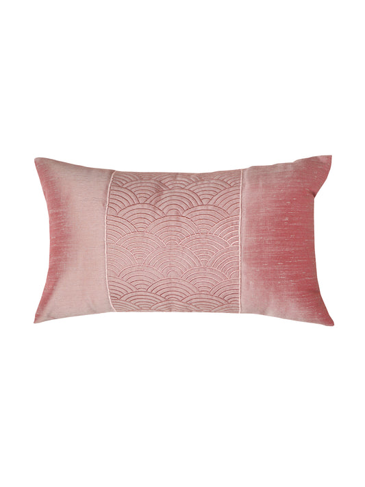 Cushion Cover Polyester Self Quilting with Embroidery Pink - 12"x 20"