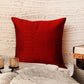 Cushion Cover Polyester Zari Embroidery with Self Quilting Red - 16"x 16"