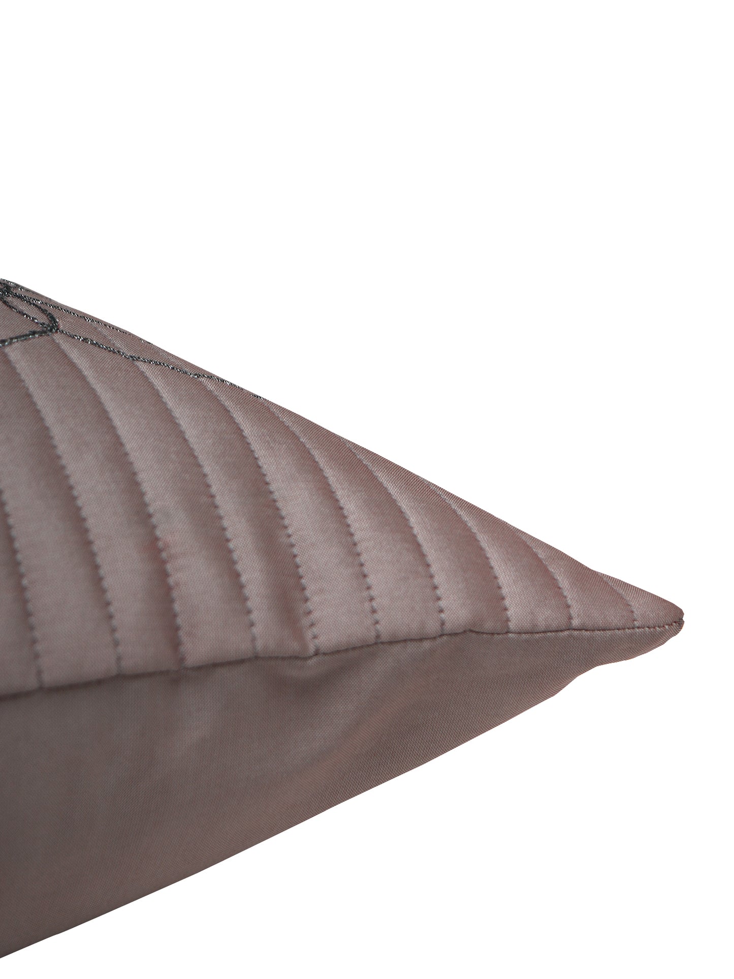 Cushion Cover Polyester Zari Embroidery with Self Quilting Dark Grey - 16"x16"
