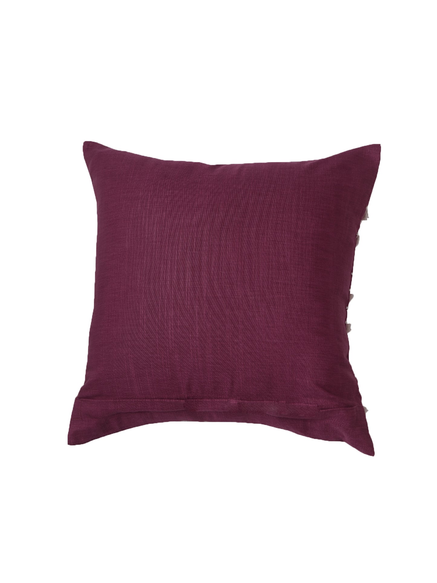 Cushion Cover Embroidered Polyester Blend Wine Red - 16" x 16"