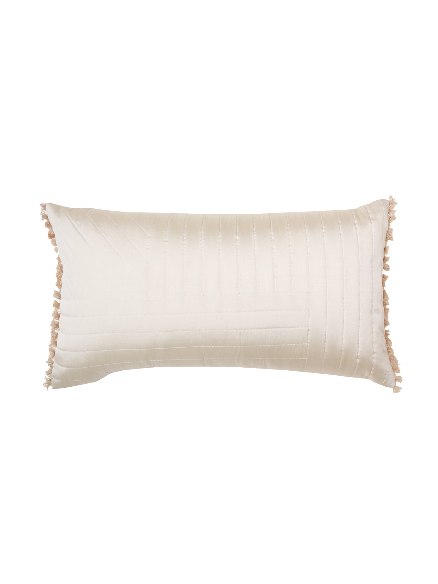 Cushion Cover Polyester Blend Quilted with Tassels Off White - 12"x 22"