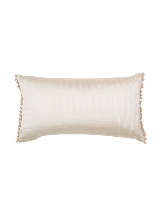 Cushion Cover Polyester Blend Quilted with Tassels Off White - 12"x 22"