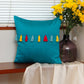 Cushion Cover Tassles Polyester Blend Blue - 16" x 16"