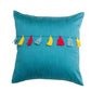 Cushion Cover Tassles Polyester Blend Blue - 16" x 16"