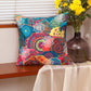 Cushion Cover Embroidery with Digital Print Abstract Bohemian Multi - 16" x 16"