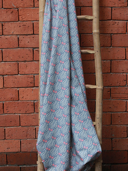 Fabric Cotton Blend Digital Printed Grey Pink 54"