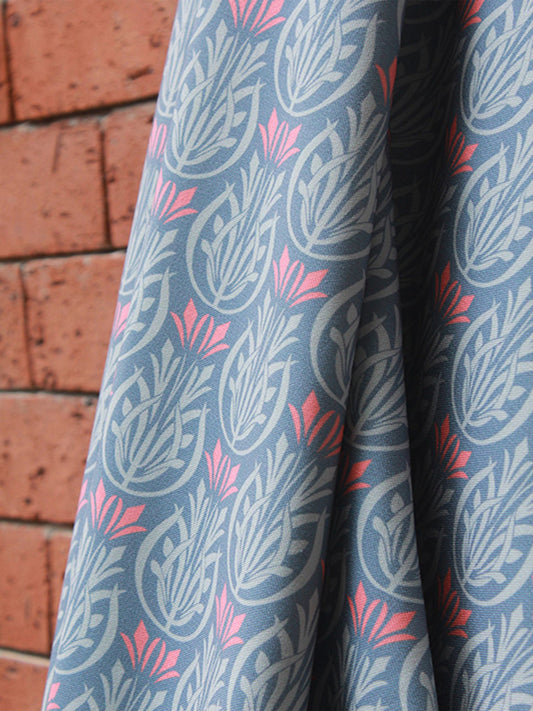 Fabric Cotton Blend Digital Printed Grey Pink 54"