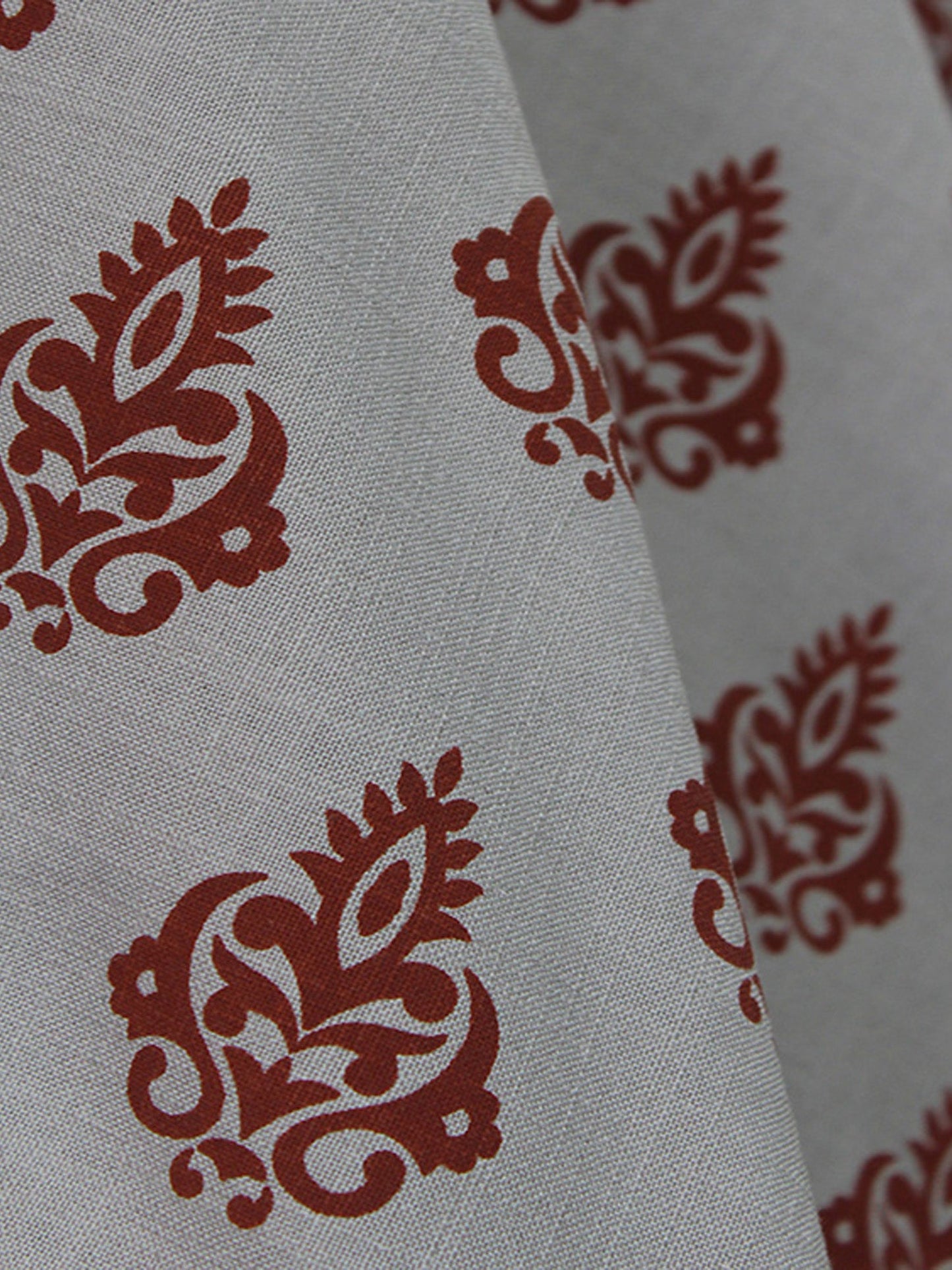 Fabric Cotton Blend Block Printed Beige Rust 54"