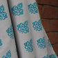 Fabric Cotton Blend Block Printed Grey Blue 54"