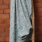Fabric Cotton Blend Screen Printed Grey Light Blue 54"