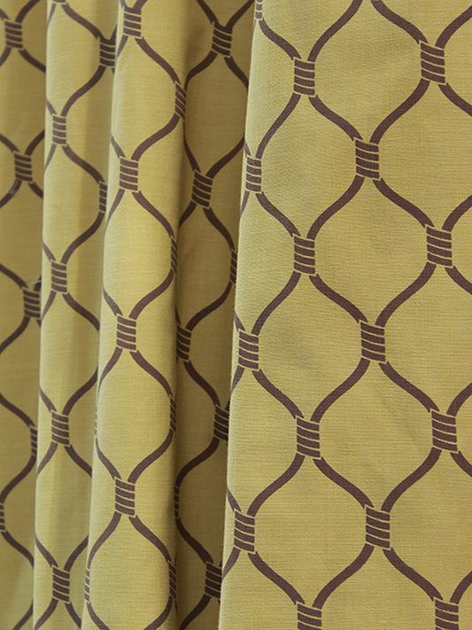 Fabric Cotton Blend Screen Printed Yellow Brown 54"