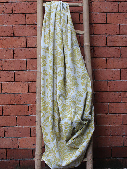 Fabric Cotton Blend Screen Printed Beige Sage Green 54"
