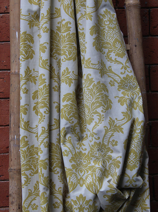 Fabric Cotton Blend Screen Printed Beige Sage Green 54"