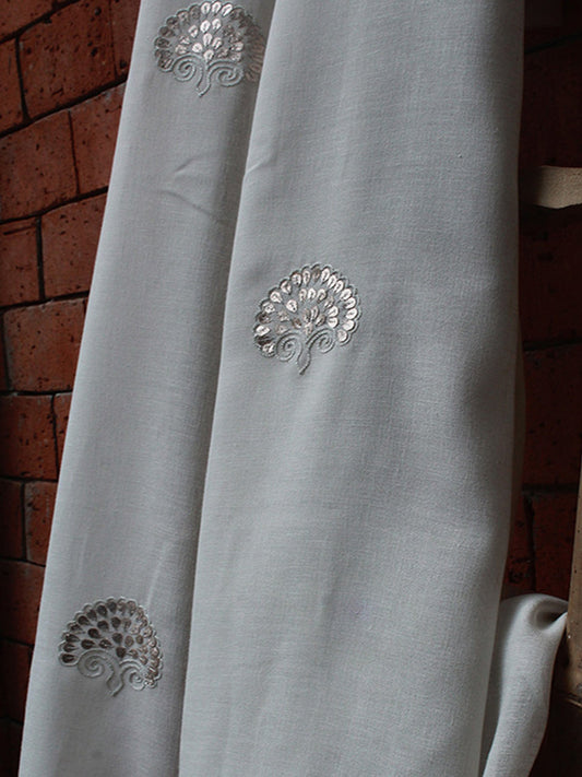 Fabric Linen Blend Hand embroidered linen blend Grey 52"