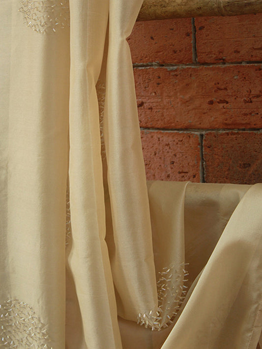 Fabric Silk Hand Embroidered Golden 52"
