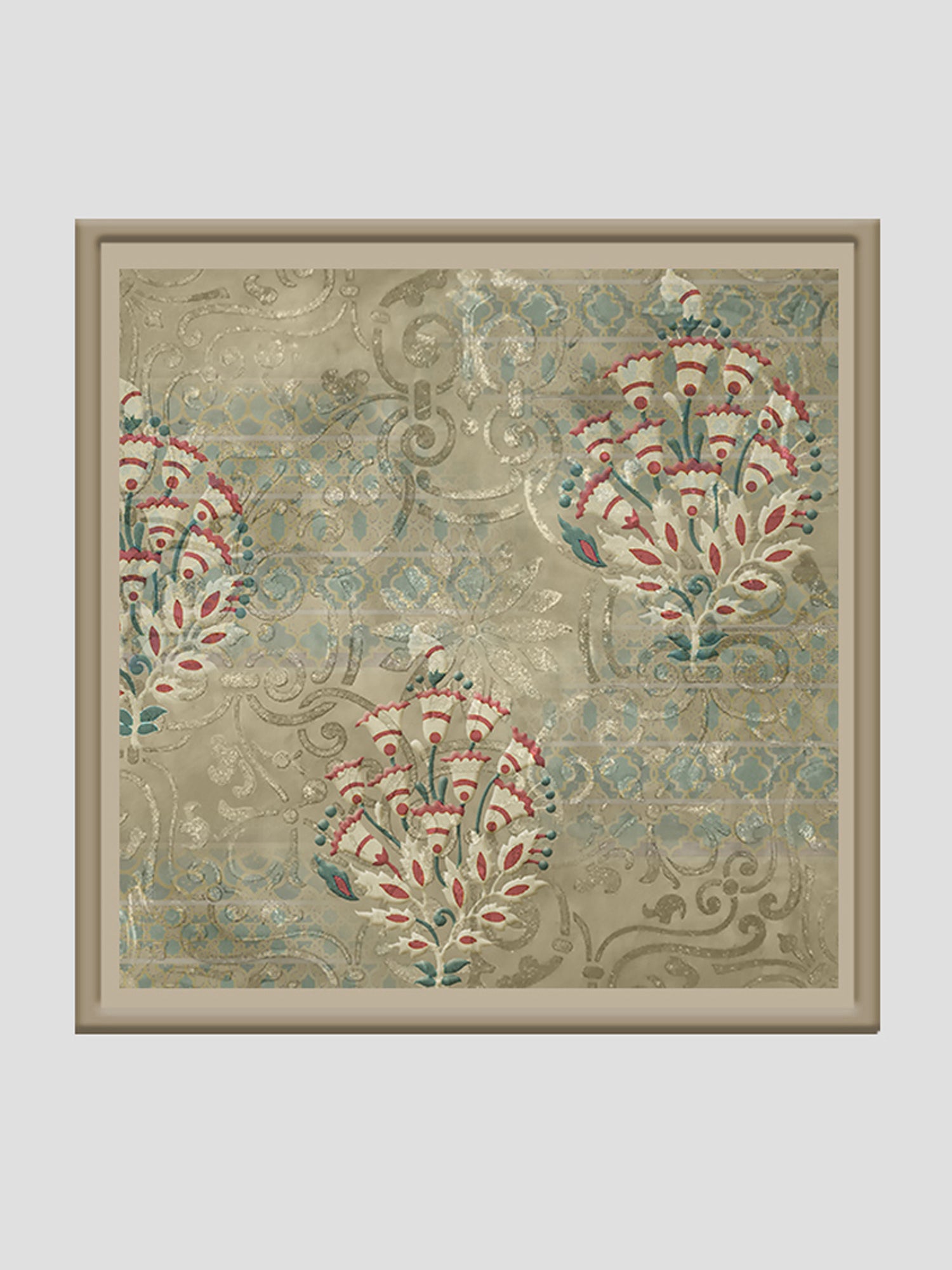 Printed Pastel Wall Art with Hand Embroidery 24" X 24"