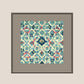 Aqua Abstract Printed and Hand Embroidered Wall Art 16" X 16"