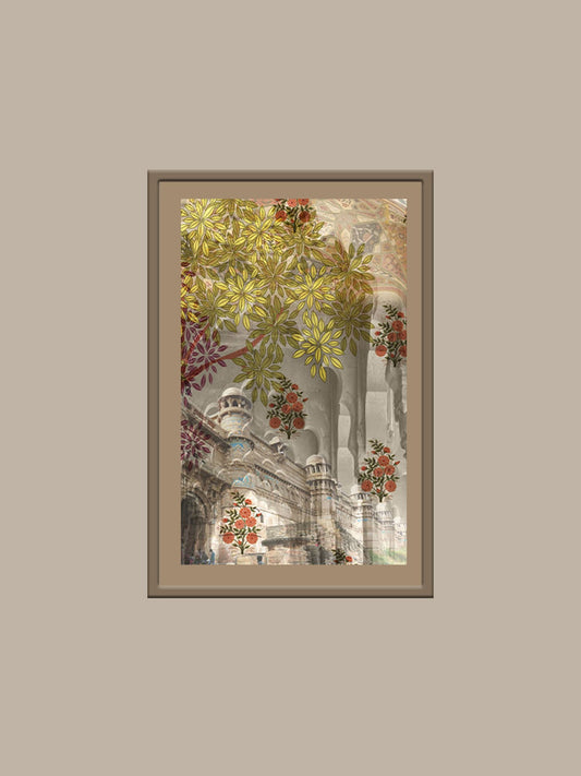 Indian Architecture Brown Printed Wall Art 24" X 48"