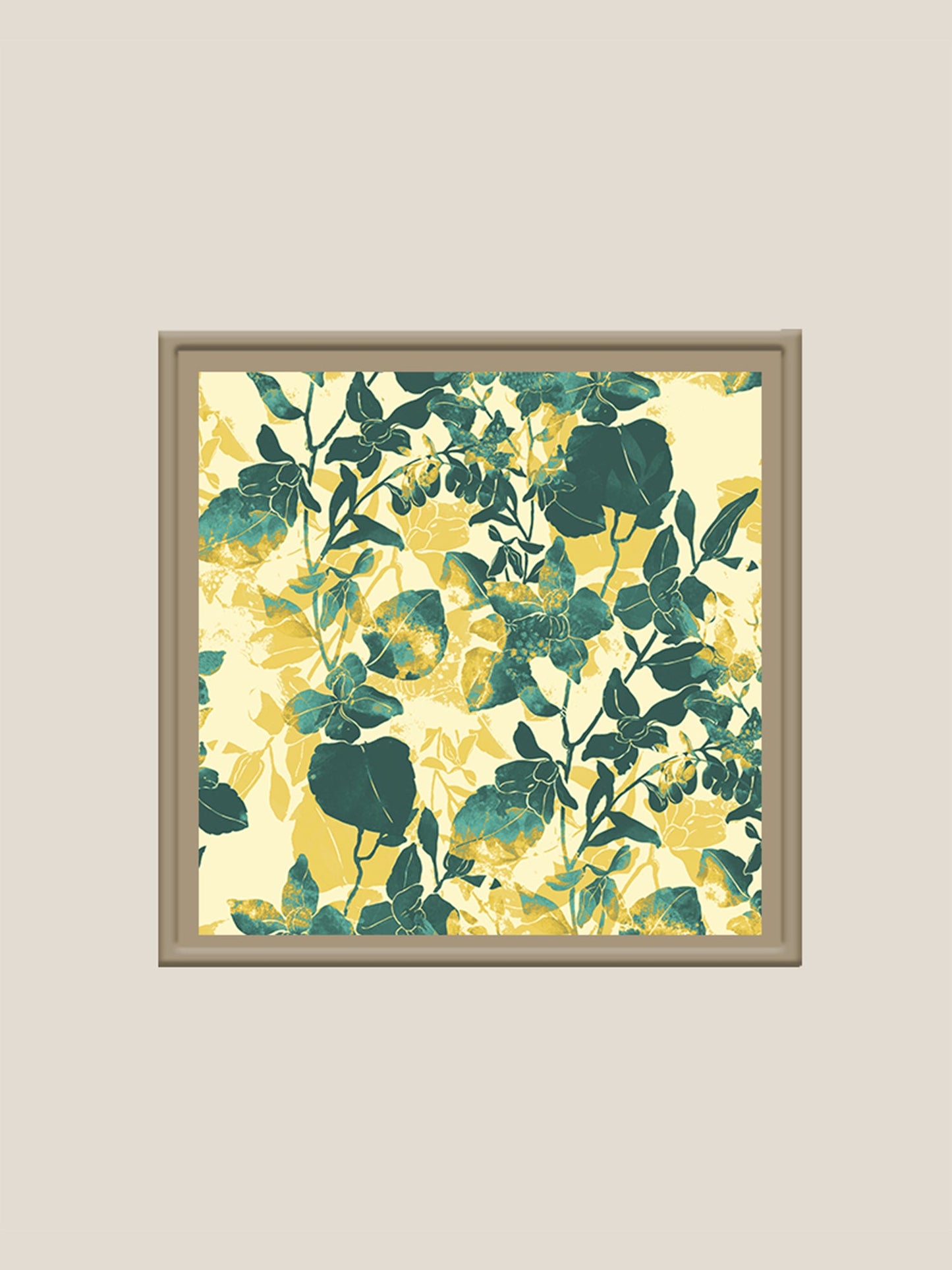 Delicate Lime Green Floral Printed Wall Art 16" X 16"
