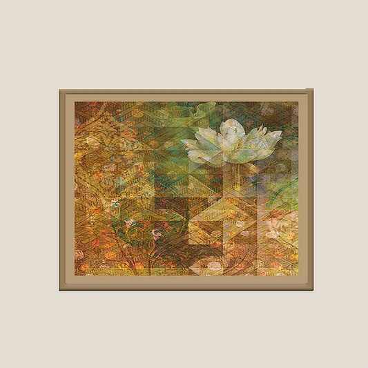 Wall Art Cluster Canvas Orange Blossoms Highlighted with Hand Embroidery - 16" X 16"