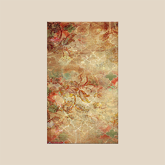 Wall Art Cluster Canvas Vermillion Fusion Highlighted with hand embroidery