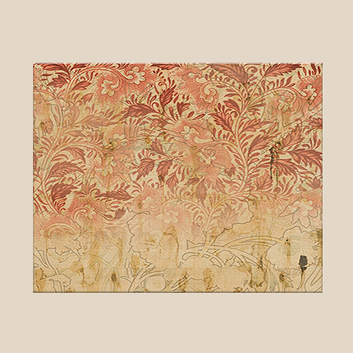 Wall Art Cluster Canvas Vermillion Fusion Highlighted with hand embroidery - 24"X 48"; 24"X 24"; 24"X 24"