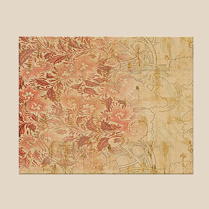 Wall Art Cluster Canvas Vermillion Fusion Highlighted with hand embroidery - 24"X 48"; 24"X 24"; 24"X 24"