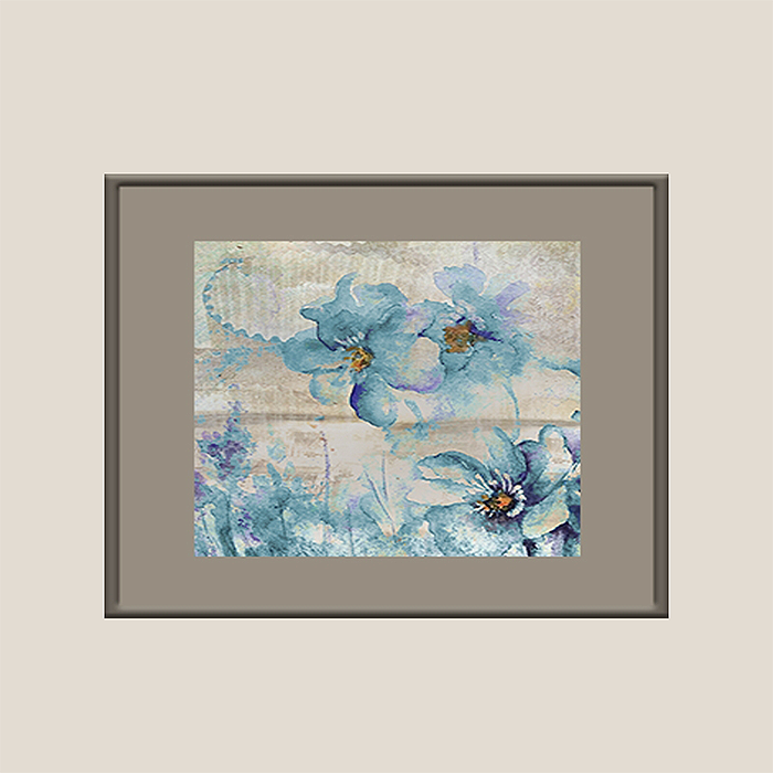 Wall Art Cluster Canvas Free Flowing Florals Highlighted with hand embroidery - 16" X 16"