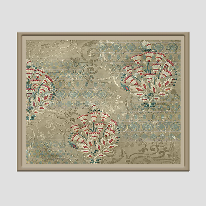 Wall Art Cluster Canvas Contemporary Ornate Highlighted with hand embroidery - 24"X 48"; 24"X 24"; 24"X 24"