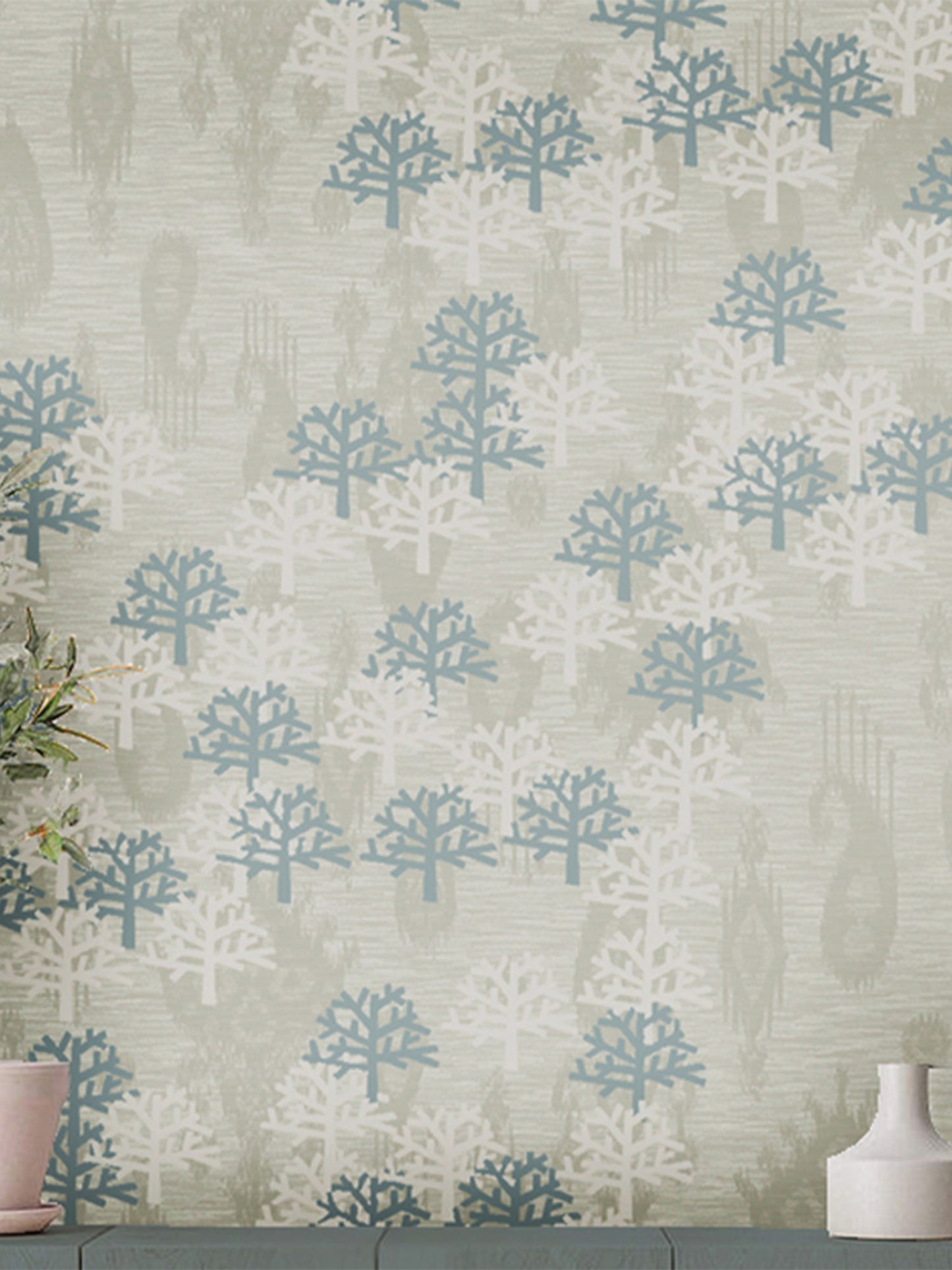 Wallpaper Non Woven/Canvas - Snowflake Trees