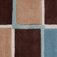 Carpet Hand Tufted 100% Woollen Multi Light Blue And Off White Block - 4ft X 6ft