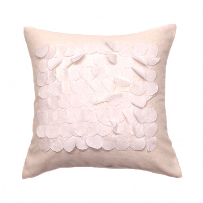 Embroidered Cushion Cover 100% Cotton Frayed White - 12" X 12"