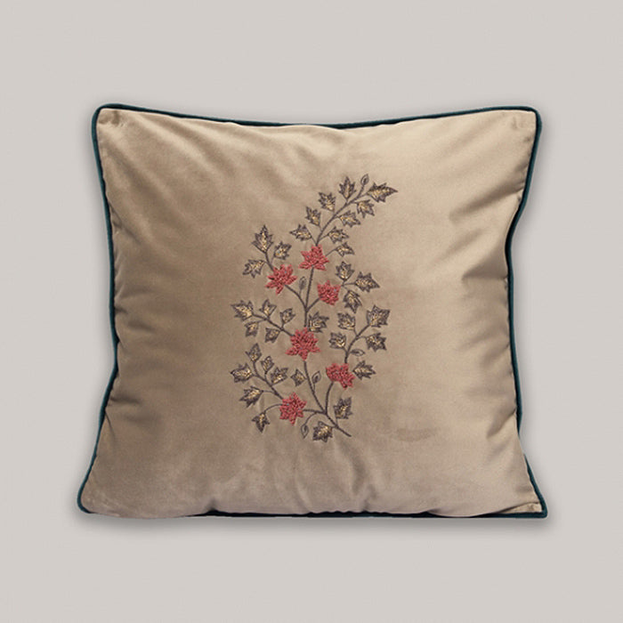 Embroidered Cushion Cover Velvet Teal Green - 16" X 16"