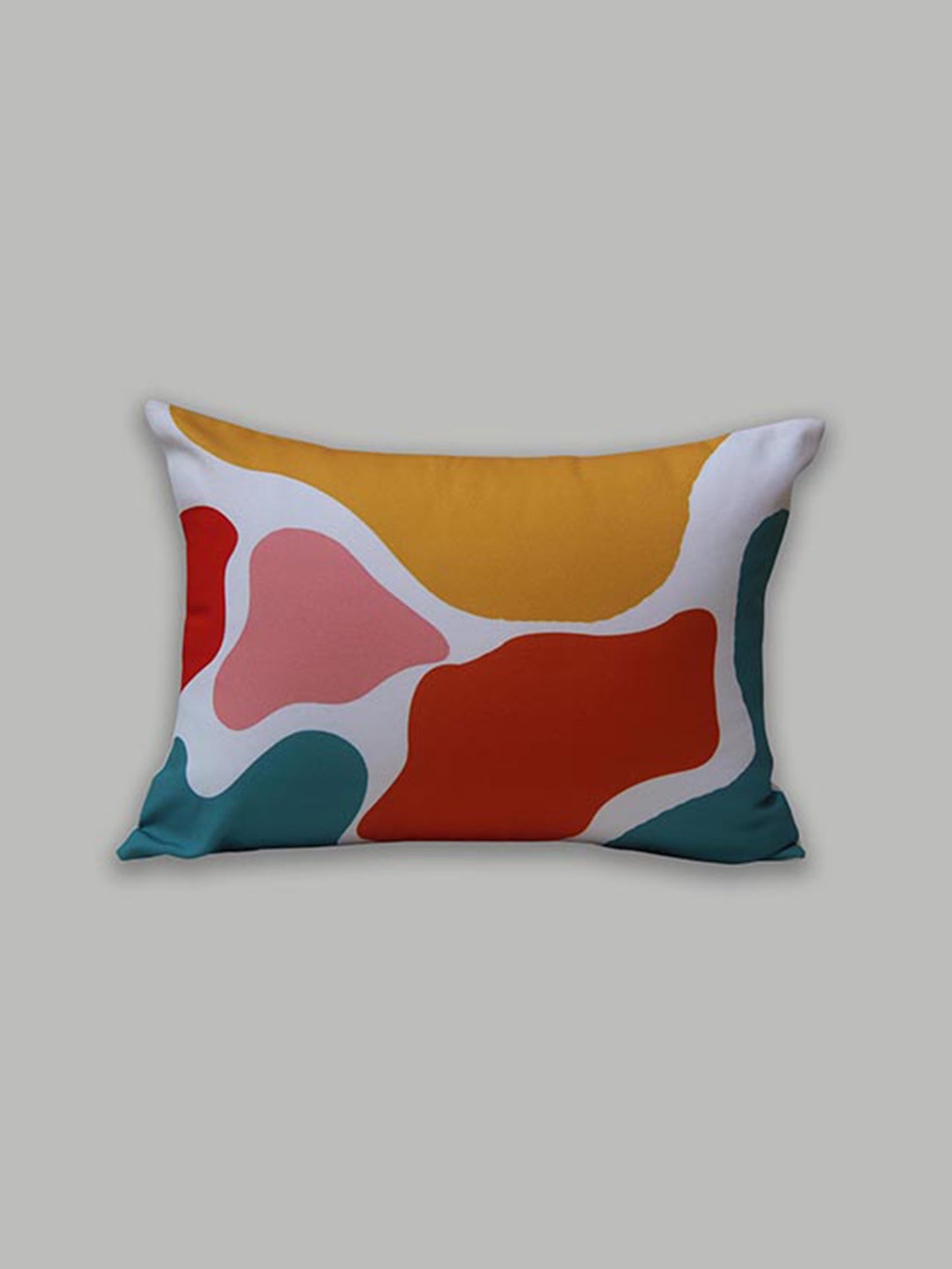 Printed Cushion Cover Polyester Yellow White  - 16" X 16"