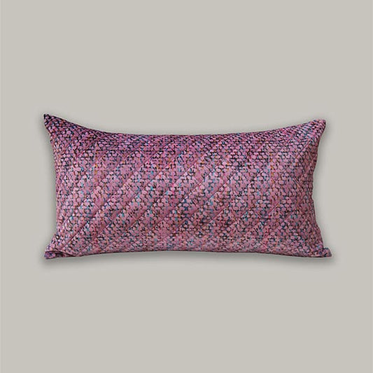 Embroidered Cushion Cover Velvet Digital Printed Purple - 12" X 22"